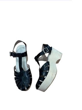 Jeffrey Campbell Black  Patent Leather Clog Sandals
